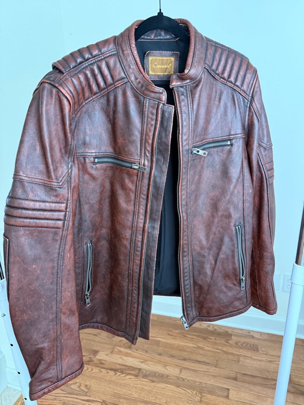 Copersian vintage men’s genuine leather cowhide jacket